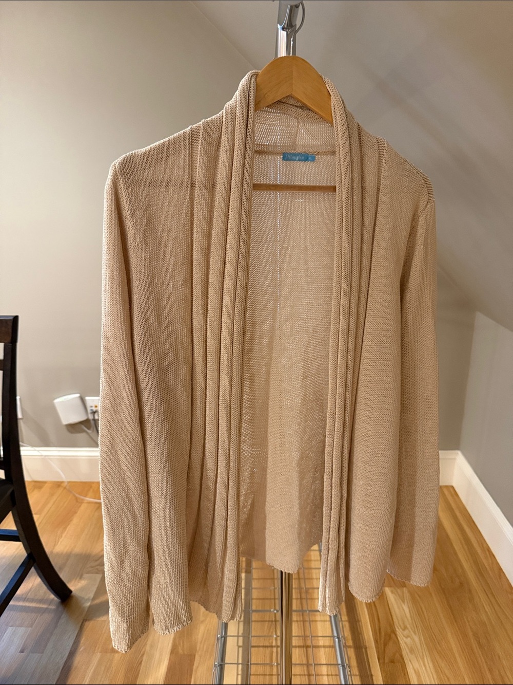 Women's Open-Front Beige Cardigan Sweater
